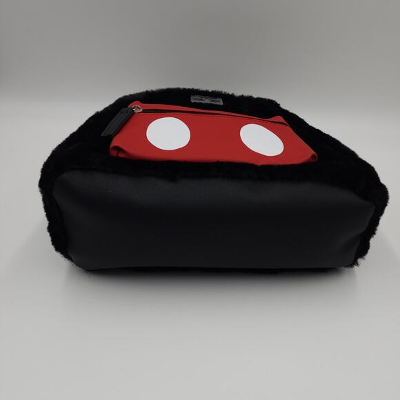 Disney Mickey Mouse Soft Fuzzy Faux Fur with Ears Mini Backpack Black main image 6